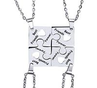 MiaLover 4 piezas de collares de mejores amigos, Best Friends Forever, llaveros de promesa de rompecabezas de acero inoxidable, regalos de joyería BFF para mujeres y adolescentes