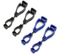 MiaLover 4 soportes para guantes, pinzas para guantes, soporte para guantes, clips, soporte para guantes de trabajo, bomberos, mercados de árboles, jardín, color negro y azul