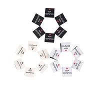 MiaLover 60 unidades de etiquetas de tela hechas a mano con amor etiquetas para coser hechas a mano para decoración de costura, 3 estilos (amarillo claro, negro y blanco)