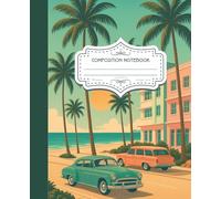 Miami Aesthetic Composition Notebook | 7.5 x 9.25 in College Ruled | 100 Pages | Vaporwave & Retro Design: Retro Neon Palm Trees & Pastel Vibes | ... School Notes, and Creative Writing
