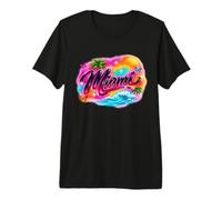 Miami Airbrush Tropical Sunset Mariposas Playa Arte Camiseta Premium
