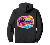 Miami Airbrush Tropical Sunset Mariposas Playa Arte Sudadera con Capucha