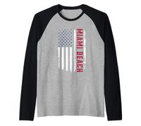 Miami Beach, Estados Unidos, Amante de la Bandera patriótica Estadounidense, Miami Beach Camiseta Manga Raglan