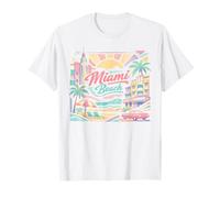 Miami Beach Florida Art Deco Puesta de Sol Viajes Camiseta