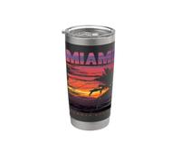 Miami Beach, I Love Miami, Cool Miami Summer Diseño Gráfico Vaso térmico de acero inoxidable de doble pared