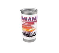Miami Beach, I Love Miami, Cool Miami Summer Diseño Gráfico Vaso térmico de acero inoxidable de doble pared
