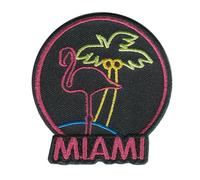 Miami Flamenco Palma Animal - Parches Termoadhesivos Bordados Aplique Para Ropa, Tamaño: 5 x 5,3 cm