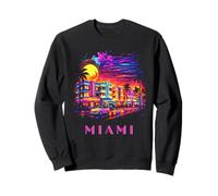 Miami Florida Colorido Art Deco Beach City Sunset Souvenir Sudadera