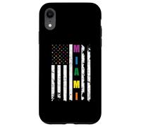 Miami Florida LGBTQ Gay Pride Month American Flag Rainbow Carcasa para iPhone XR