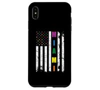 Miami Florida LGBTQ Gay Pride Month American Flag Rainbow Carcasa para iPhone XS MAX