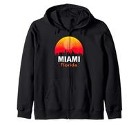 Miami Florida State USA Vintage Sunset Retro City Skyline Sudadera con Capucha