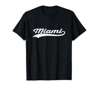Miami Florida USA Vintage Cursiva Nombre de la Ciudad Modo Vacaciones Camiseta