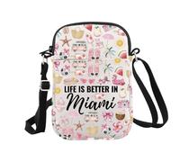 Miami Travel Trip Gift Life is Better in Miami Bolsa de maquillaje Miami Regalo para mujeres Miami Florida Regalo, En Miami Cr Eu, Bolsa de cosméticos con impresión