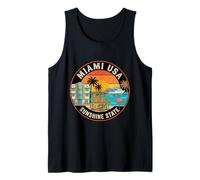 Miami USA Round Travel Souvenir City Landmark Turista Regalo Camiseta sin Mangas