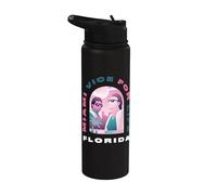 Miami Vice Airbrush Flamingo Front & Back Stainless Steel Insulated Water Bottle