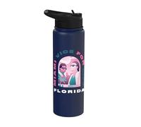 Miami Vice Airbrush Flamingo Front & Back Stainless Steel Insulated Water Bottle