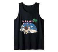 Miami Vice, Estilo Retro de los 80, Playa y Puesta de Sol Camiseta sin Mangas