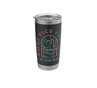 Miami Vice Florida Retro Flamingo Vaso térmico de acero inoxidable de doble pared