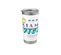 Miami Vice Retro Airbrush Logo Vaso térmico de acero inoxidable de doble pared