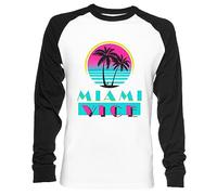Miami Vice Unisex Camiseta De Béisbol Manga Larga Hombre Mujer Blanca Negra