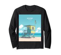 Miami Watchtower by The Beach, Regalo para viajeros de Ocean Sea Waves Manga Larga
