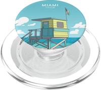 Miami Watchtower by The Beach, Regalo para viajeros de Ocean Sea Waves PopSockets PopGrip para MagSafe