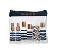 Miamica Botellas de Viaje compatibles con la TSA para Mujer, Azul Marino y Dorado, 12-Piece, Kit de artículos de tocador