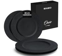 MIAMIO - 28 cm, Juego de 4 platos llanos/juego de platos de cerámica, vajilla moderna, aptos para microondas y lavavajillas - Colección Oasis