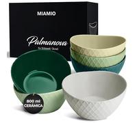 MIAMIO - 6 x 27 onzas - Juego de tazones y cuencos para cereales - Cuencos modernos mate - Colección Palmanova (verde)