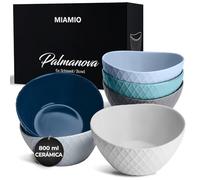 MIAMIO - 6 x 27 onzas - Juego de tazones y cuencos para cereales - Cuencos modernos mate - Colección Palmanova (azul)