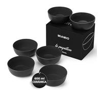 MIAMIO - 6 x 600ml Juego De Cuencos/Tazones Exterior Negro Interior De Color (Negro)
