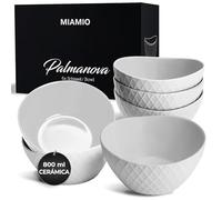 MIAMIO - 6 x 800 ml - Juego de cuencos/Juego de cuencos de cereales - Cuencos modernos mate - Juego de cuencos grandes - Colección Palmanova (Blanco)