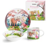 MIAMIO - Juego de 3 vajilla para niños, juego de platos para niños, juego de vajilla para niños, incluye plato, cuenco y taza, para niños y niños pequeños (princesa)