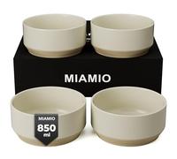 MIAMIO - Juego de 4 Cuencos/Juego de Cuencos de Cerámica (850 ml) para Pasta, Ramen, Cereales, Ensalada - Lavavajillas y Microondas - Colección Sierra (Claro, Tazones (4x))
