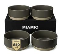 MIAMIO - Juego de 4 Cuencos/Juego de Cuencos de Cerámica (850 ml) para Pasta, Ramen, Cereales, Ensalada - Lavavajillas y Microondas - Colección Sierra (Oscuro, Tazones (4x))