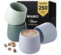 MIAMIO - Juego de 4 tazas de cerámica (250 ml) / Tazas de cerámica sin asa/Tazas de café, tazas de café, tazas de capuchino (Pastel Coast)