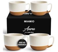 MIAMIO - Juego de 4 Tazas de Latte de Cerámica de 450 ml - Juego Moderno y Elegante de Tazas para Café, Latte, Té, Chocolate Caliente - Colección Aura (Cacao cremoso, Tazas de café (4x))