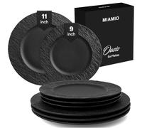 MIAMIO - Juego de 8 platos llanos, 4 platos pequeños (9 pulgadas), 4 platos grandes (11 pulgadas), juego de platos de cerámica de 8 piezas, juego de vajilla de gres, apto para microondas y
