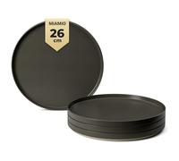MIAMIO - Juego de platos para 4/Juegos de Vajilla para 4 Personas, Lavavajillas y Apto para Microondas - Colección Sierra (Oscuro, Platos Grandes (4x))