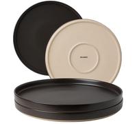 MIAMIO - Juego de platos para 4 / Juegos de Vajilla para 4 Personas para | Juego de platos para 4/Juegos de Vajilla para 4 Personas,- Colección Sierra (Oscuro, Platos Pequeños (4x)) - Apta para