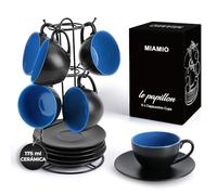 MIAMIO - Juego De Tazas De Cafe - 6 tazas de 175 ml Tazas de Cappuccino - Juego tazas de cafe Capuchino Taza Cafe - Colección Le Papillon (Azul)