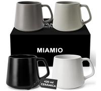 MIAMIO - Juego de Tazas de Café (Set de 4) / Grandes Tazas de Cerámica (420 ml) - Taza para Cappuccino, Té, Espresso - Apto para Microondas y Lavavajillas - Colección Luxe (Pastel clásico)
