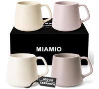 MIAMIO - Juego de Tazas de Café (Set de 4) / Grandes Tazas de Cerámica (420 ml) - Taza para Cappuccino, Té, Espresso - Apto para Microondas y Lavavajillas - Colección Luxe (Cream Rose)
