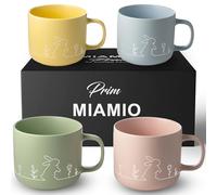 MIAMIO - Juego de tazas de primavera / 4 tazas de café de cerámica de 450 ml en colores pastel/tazas grandes de café y té con un diseño moderno - Regalo en Pascua y primavera (Pastel)