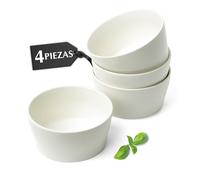 MIAMIO - Juego de tazones de cerámica/Tazones de 740 ml para 4 personas, cereales,ramen,sopa, tazón de ensalada - Apto para lavavajillas y microondas - Colección Luxe (Blanco, Cuencos (4x))
