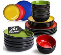 MIAMIO - Juego de Vajilla de 24 Piezas para 6 Personas/Vajilla de Gres - Incluye Platos, Platos Hondos y Tazones - Apto para Microondas y Lavavajillas - Colección Le Papillon (Mixto)