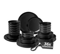 MIAMIO - Juego de vajilla para 12 personas/Juego de vajilla de gres de 36 piezas, servicio de mesa de gres, juego de cuencos y platos - Apto para lavavajillas y microondas - Colección Le Papillon