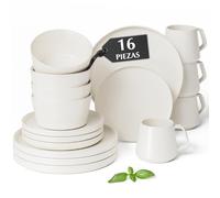 MIAMIO - Juego de vajilla para 4 / Juego de 16 piezas de gres moderno/Vajilla - Apta para lavavajillas y microondas - Colección Luxe
