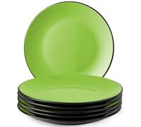 MIAMIO - Set 6 platos llanos de cerámica (26 cm) - Le Papillon (Verde) | Set de platos de cerámica (26 cm) para desayuno, guarniciones y postre, aptos para lavavajillas