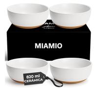 MIAMIO - Set de 4 Cuencos de Cerámica de 820 ml para Sopa/Ensalada, Avena, Fruta, Arroz - Aptos para Lavavajillas y Microondas - Colección Aura (Cacao cremoso, Cuencos (4x))
